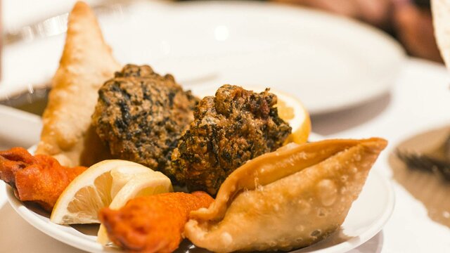 Delicious Indian starters Plate of mixed entrees