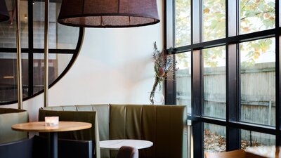 Small booth setting inside the bar