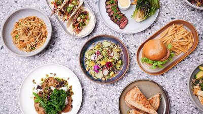 Range of dishes photographed from above