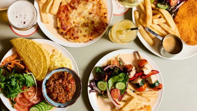 Southbound Clubhouse & Grill aerial view of food and drinks at Southbound Clubhouse & Grill