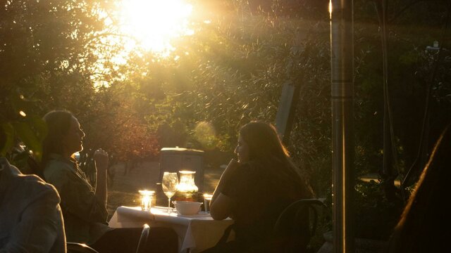 sunset outside in the courtyard
