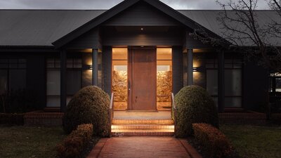 Front door at night