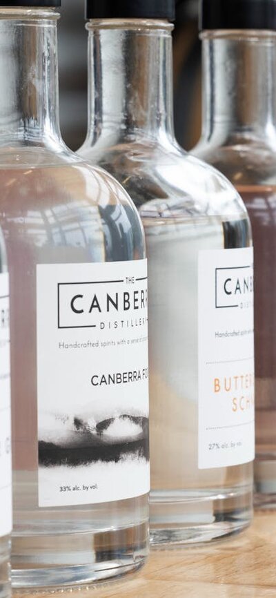 The Caberra Distillery Products all in a line