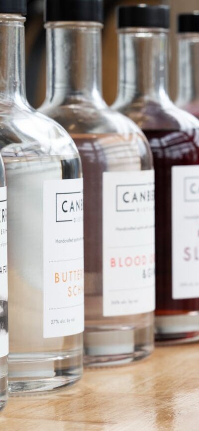 The Caberra Distillery Products all in a line