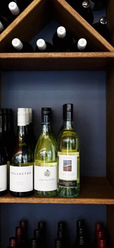 Large wine rack containing Canberra region wines