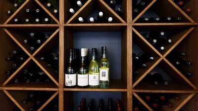 Large wine rack containing Canberra region wines