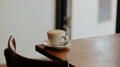 Flat white coffee at the Front cafe