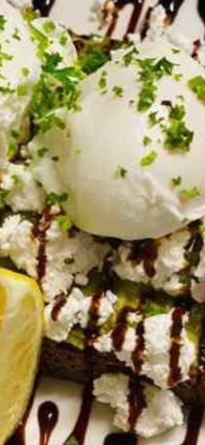 Smashed avo with poached eggs