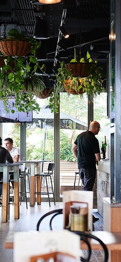 Interior of restaurant pub during the day