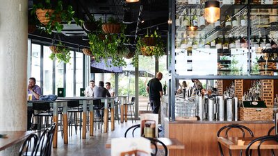 Interior of restaurant pub during the day