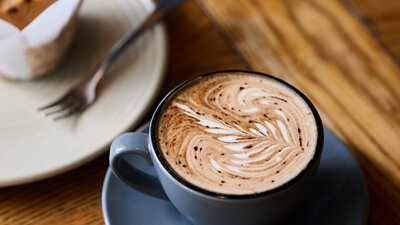 Coffee and cake close up