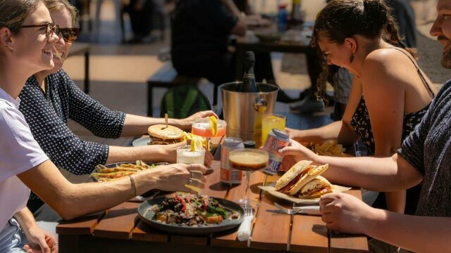 Group of people eating food