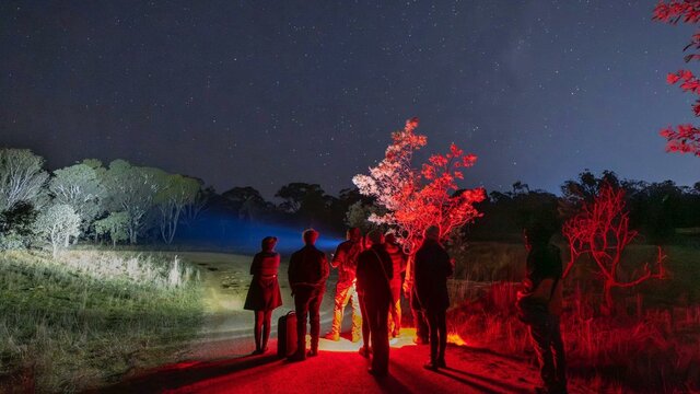 People walking at night