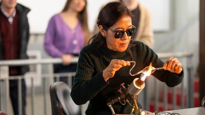 Artist flame working at Canberra Glassworks