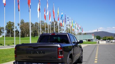 Canberra Sightseeing Tour International Flag Display on Lake Burley Griffin