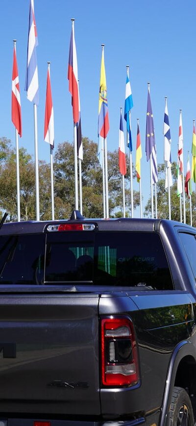 Canberra Sightseeing Tour International Flag Display on Lake Burley Griffin