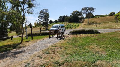 A parked 12 seater at a winery