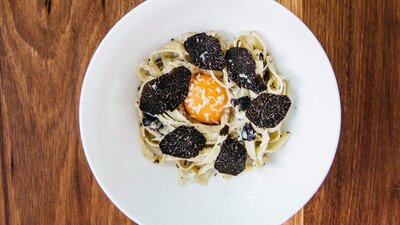 Breakfast dish with truffles