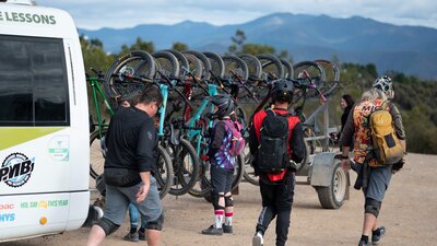 Bikes on shuttle at top. What an amazing view!