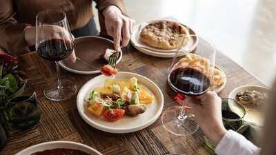Modern Australian food dishes plated on a table