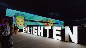 © Events ACT Illuminated letters spelling ENLIGHTEN during Enlighten Illuminations in 2023 | © Events ACT
