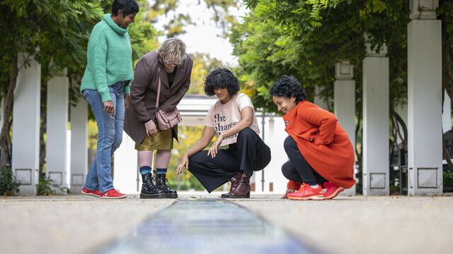 A group of woman on a tour.