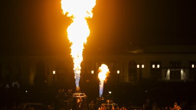 The burner of the hot air balloon.