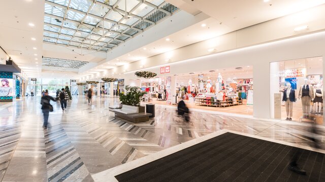 Inside of a shopping centre.