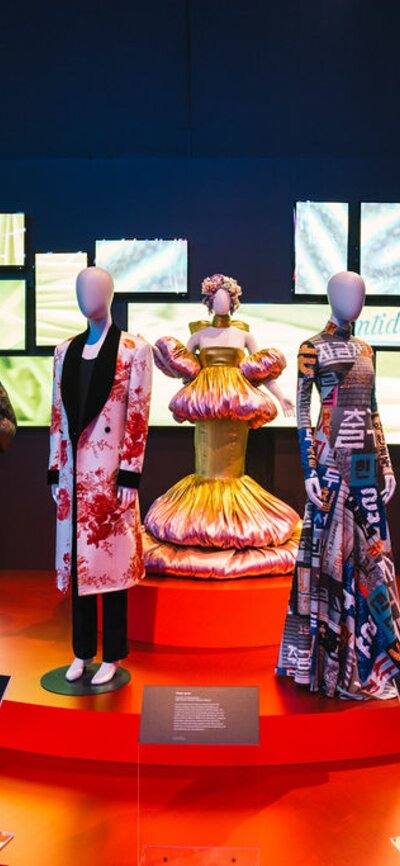 A line up of colourful outfits