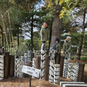 Children playing at the zoo's nature playground