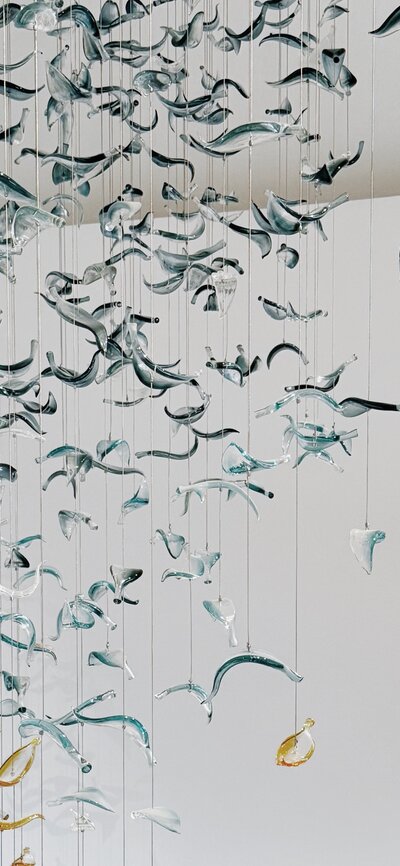 A glass sculpture on display at the Australian War Memorial