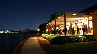 Waterfront outdoor dining at The Boat House.