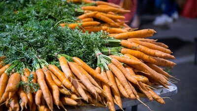Fresh carrots on sale at the Capital Region Farmers Markets.