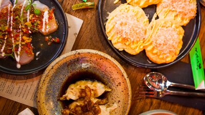 A few different dishes on a table
