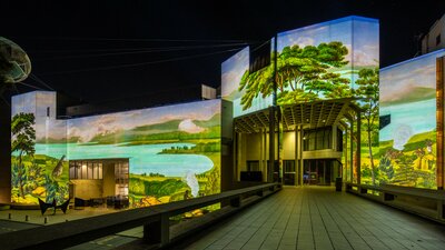 Illuminations projected on the National Gallery of Australia building